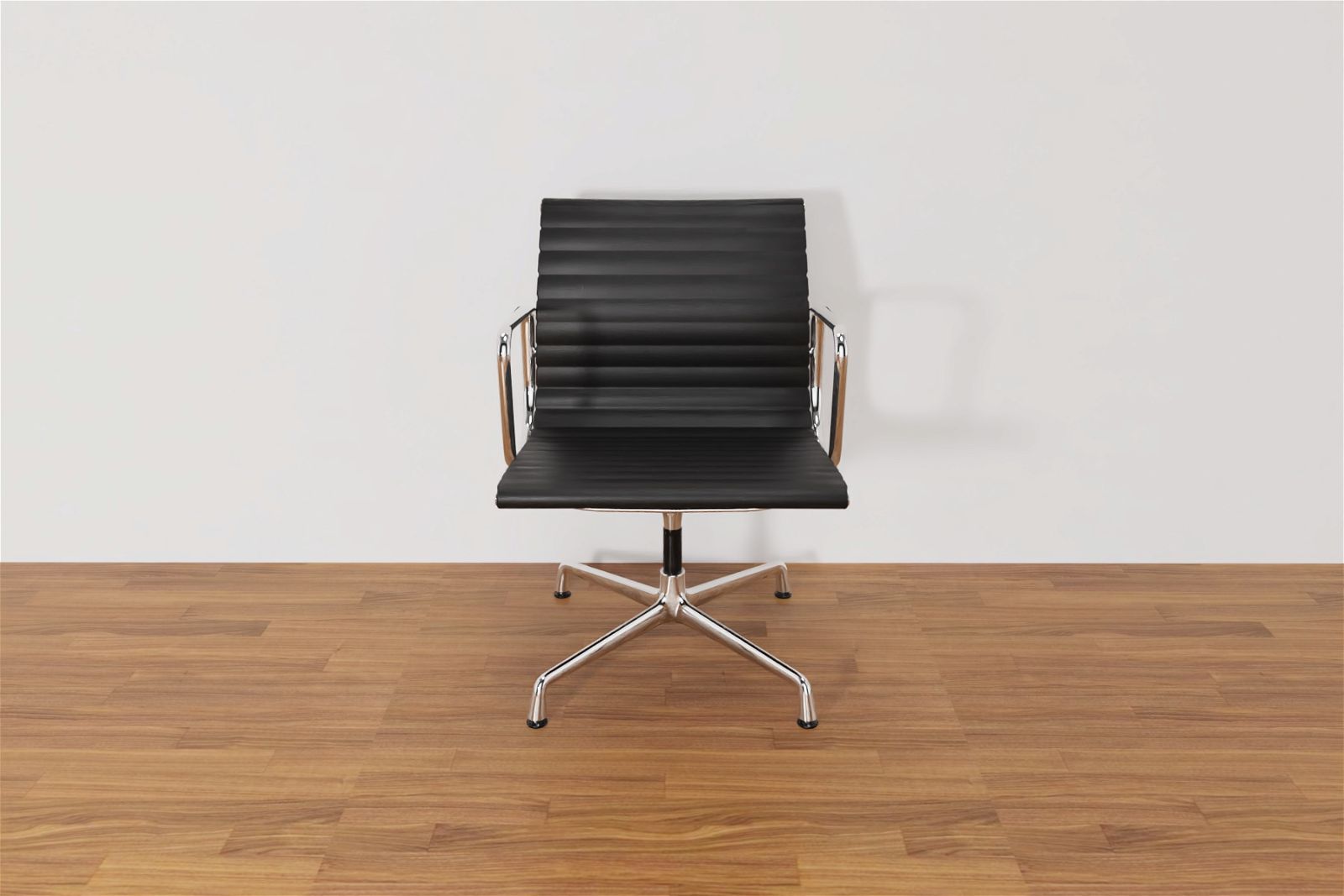 Vitra Aluminium Chair EA 108, Leder nero