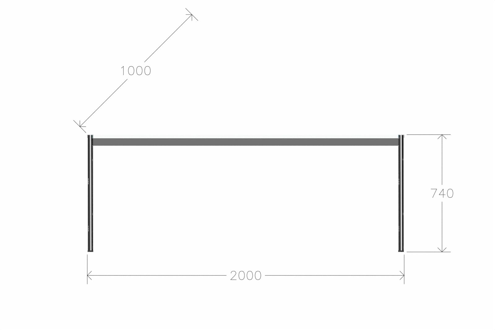 USM Haller Glastisch, Tiefe 1000 mm, Länge wählbar